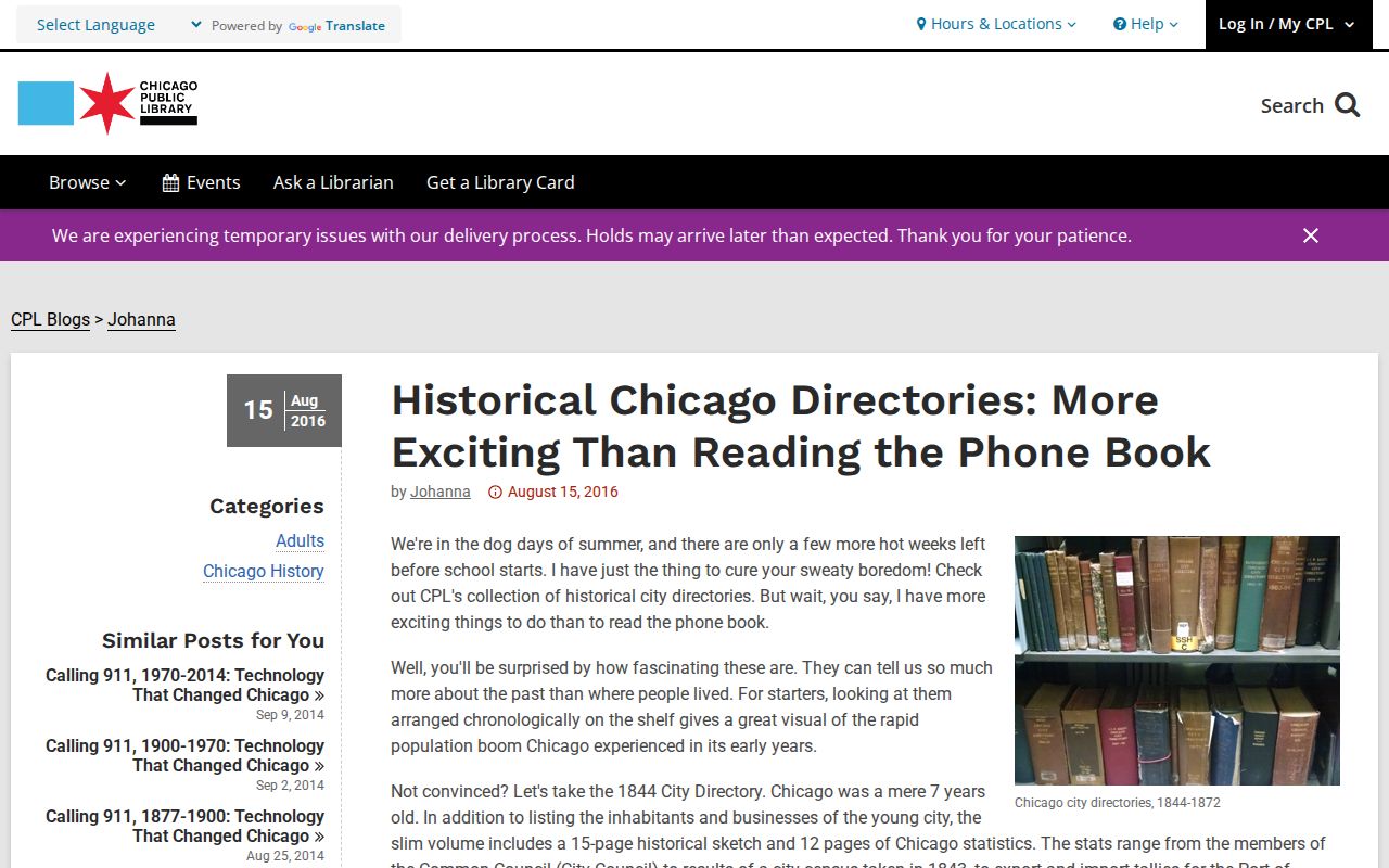 Chicago Public Library guide to city directories and Haines criss-cross volumes
