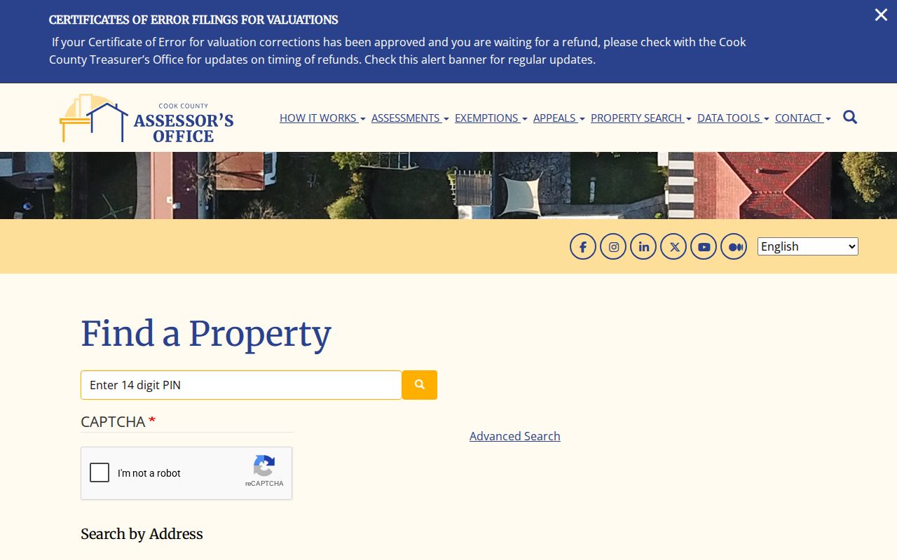 Cook County Assessor PIN and address search for Chicago property records