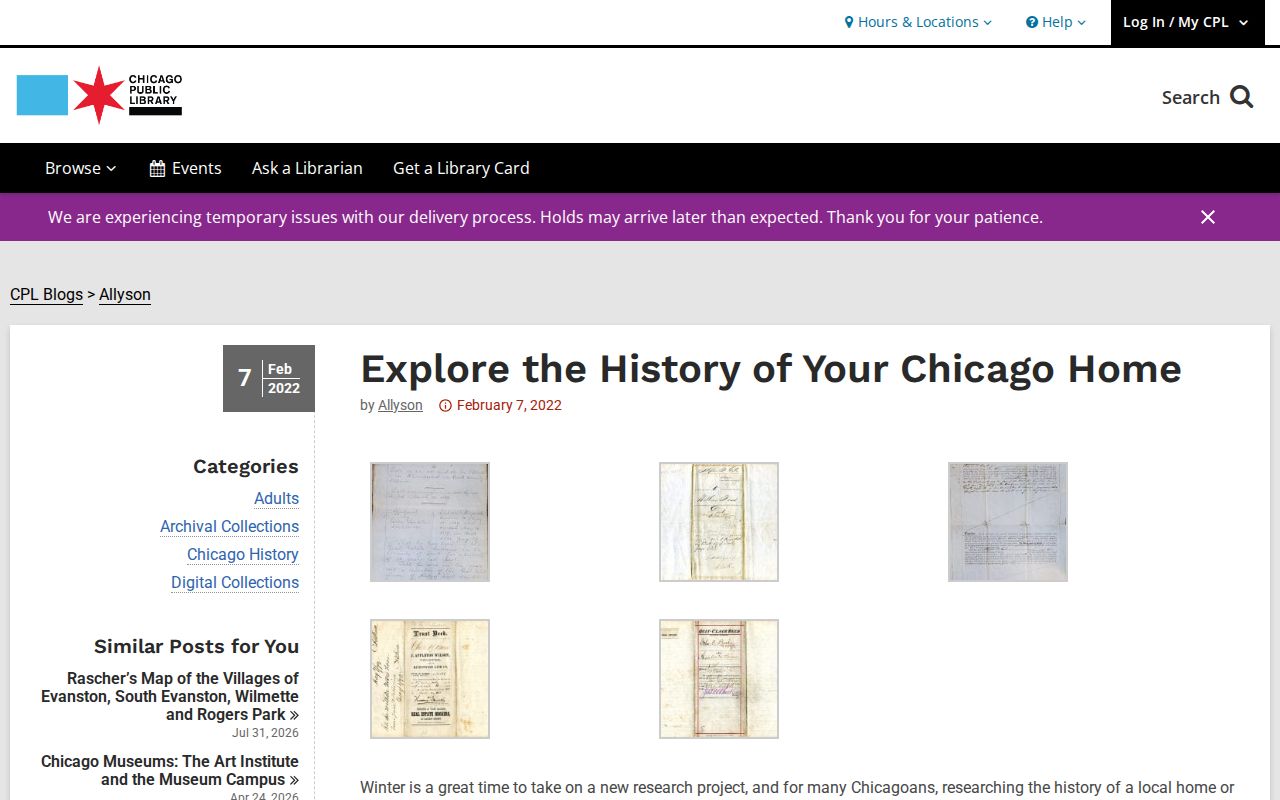 Chicago previous residents house-history guide from Chicago Public Library