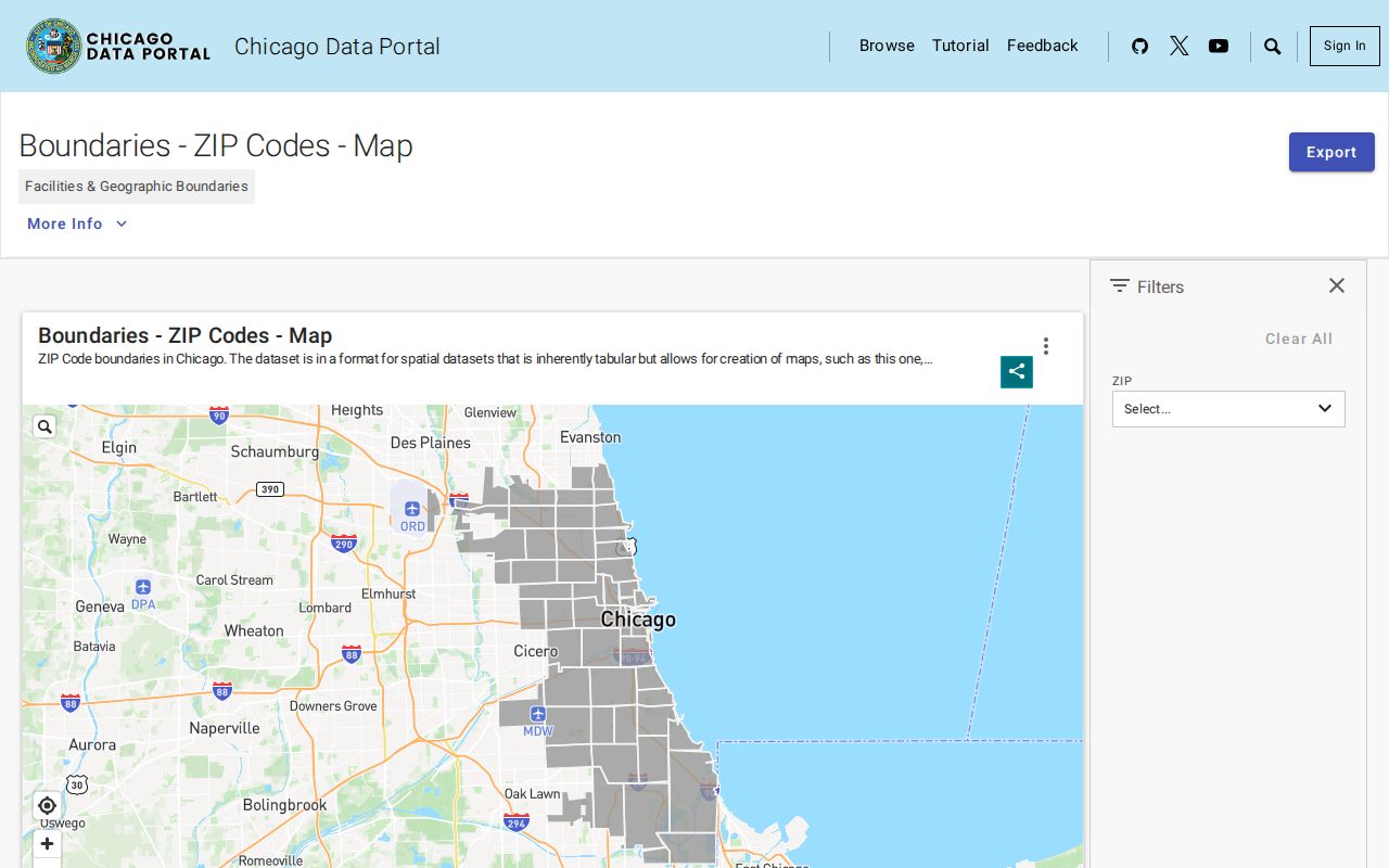 City of Chicago ZIP code boundary dataset